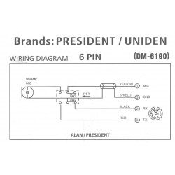 Esquema de conexiones de micrófono dinámico (6 PIN)