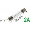 Dimensiones Fusibles de cristal 30X6mm 2A (Rapida fusion)