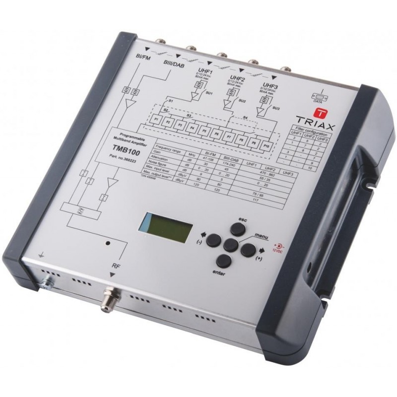 Central Amplificadora Programable Triax TMB100 de 5 entradas 1 salidas 55dB con 10 filtros LTE