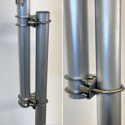 Tubo del radiante de aluminio y sujeciones a mástil de la antena GRAZIOLI G-MAX.