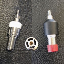 Conector PL 239 hembra de la antena Grazioli G-Max, fabricado en latón bañado en oro de24 quilates.